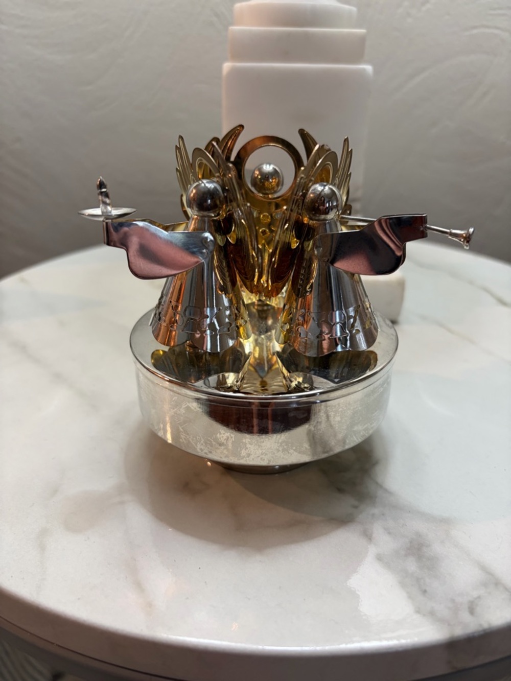 Silver & Gold Angel Trio Decorative Music Box